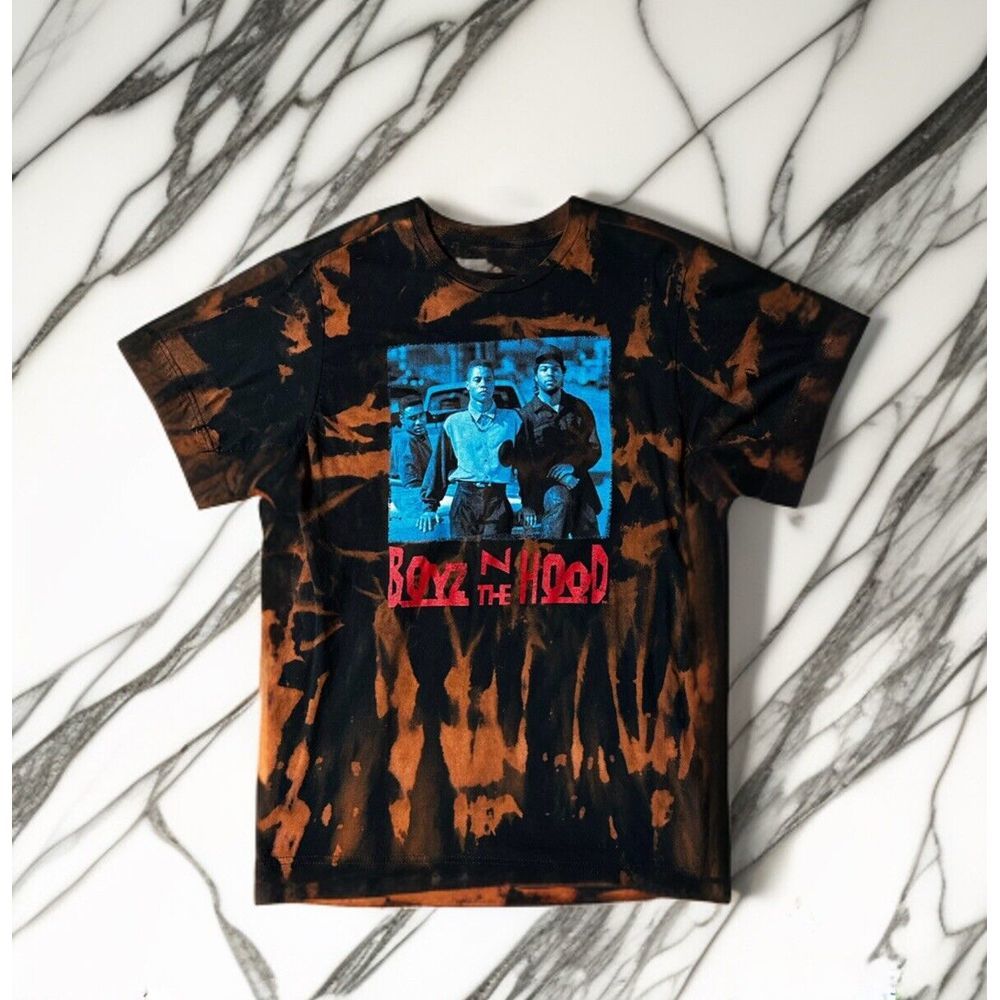 BOYS IN THE HOOD Graphic Tee Custom bleach dyed T-shirt Mens Large Movie Tee